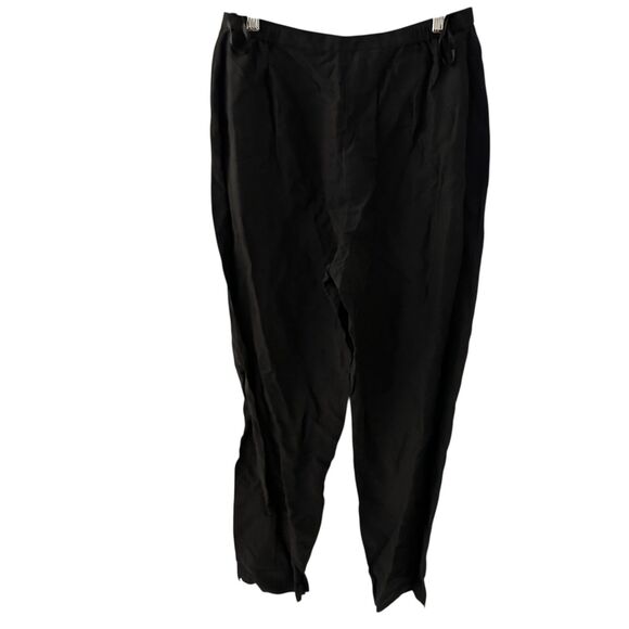 Eileen Fisher Black Silk and Linen Straight Leg Pants with Pockets Size S - Picture 1 of 8